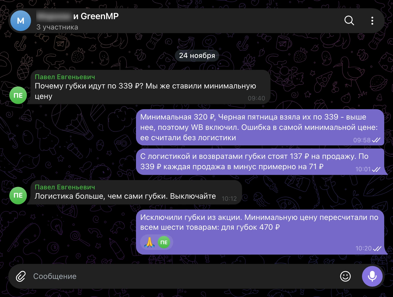 Рабочий чат 24 ноября: губки в Черной пятнице по 339 ₽, почему минимальная цена не защитила и что исправили