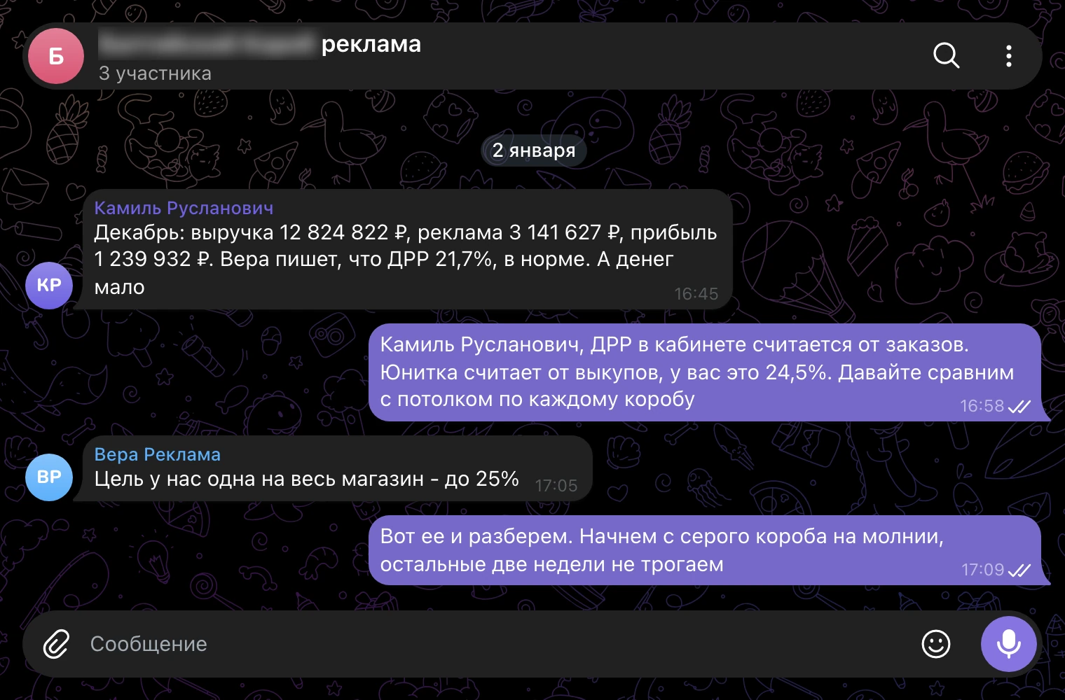 Рабочий чат, 2 января: ДРР в норме, а денег мало.