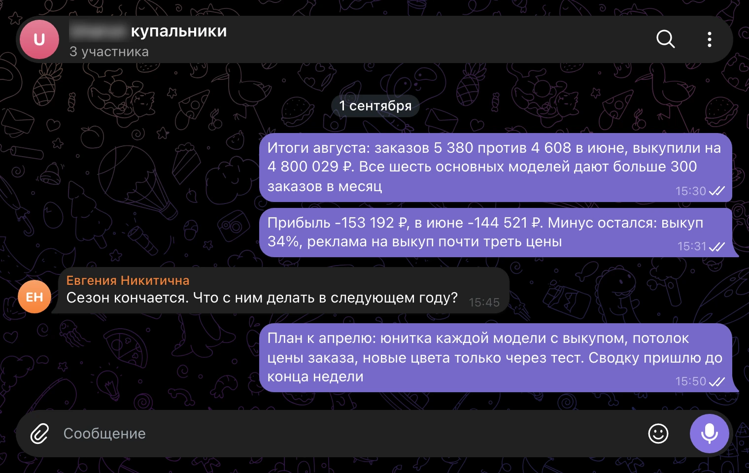 Рабочий чат, 1 сентября: итоги августа и план к следующему сезону.