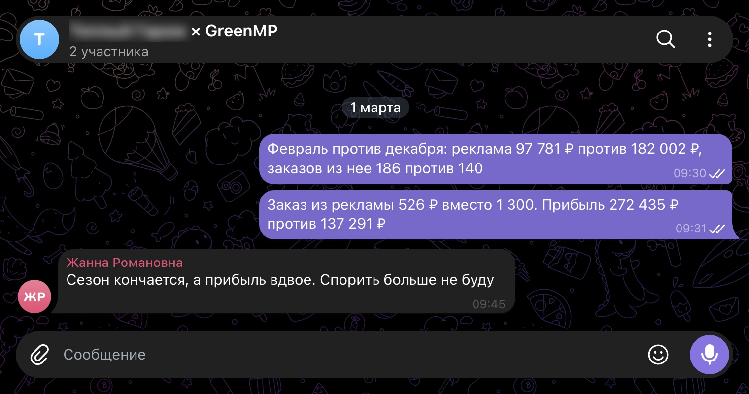 Рабочий чат 1 марта: февраль против декабря, прибыль вдвое