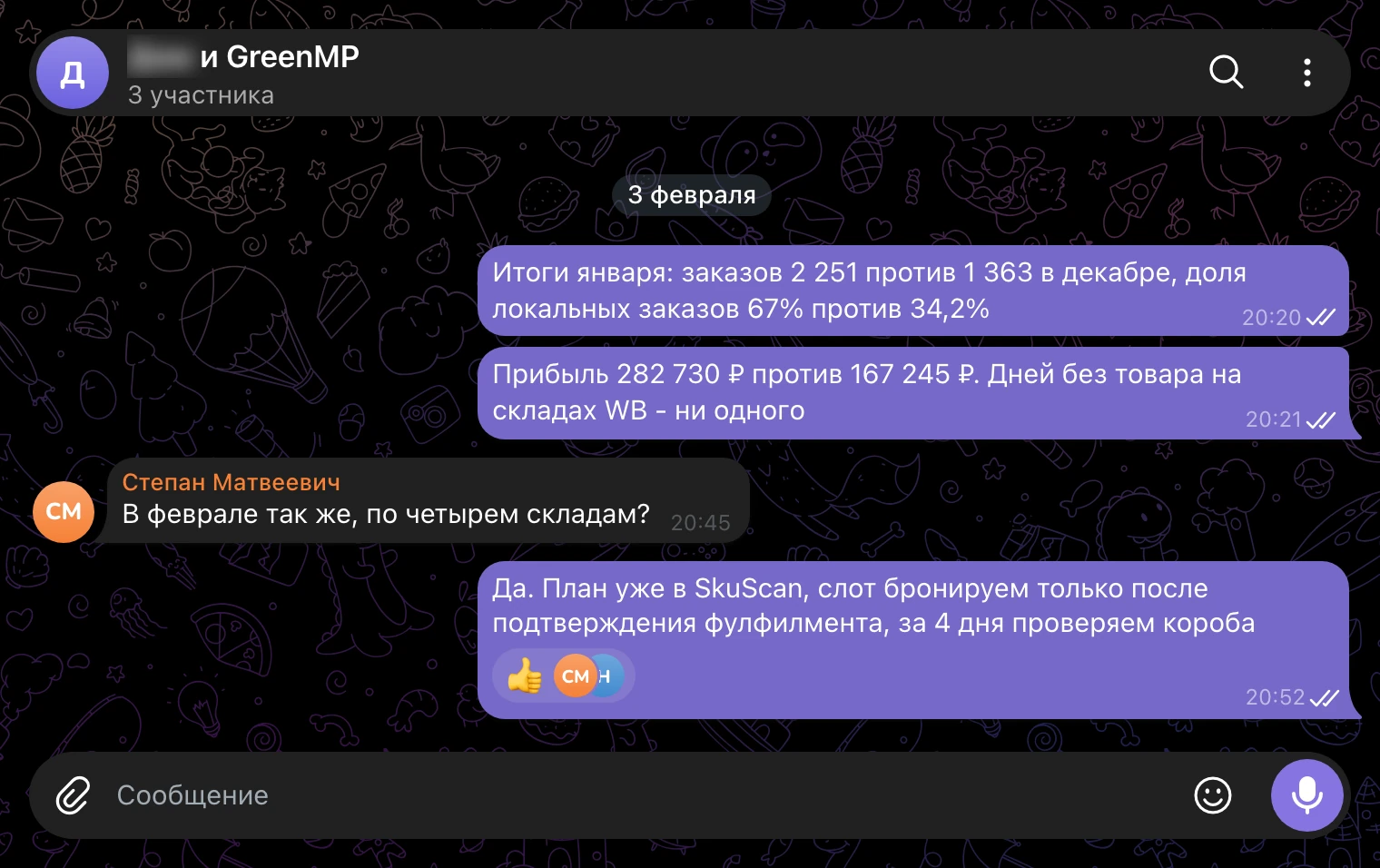 Рабочий чат 3 февраля: итоги января и план на февраль