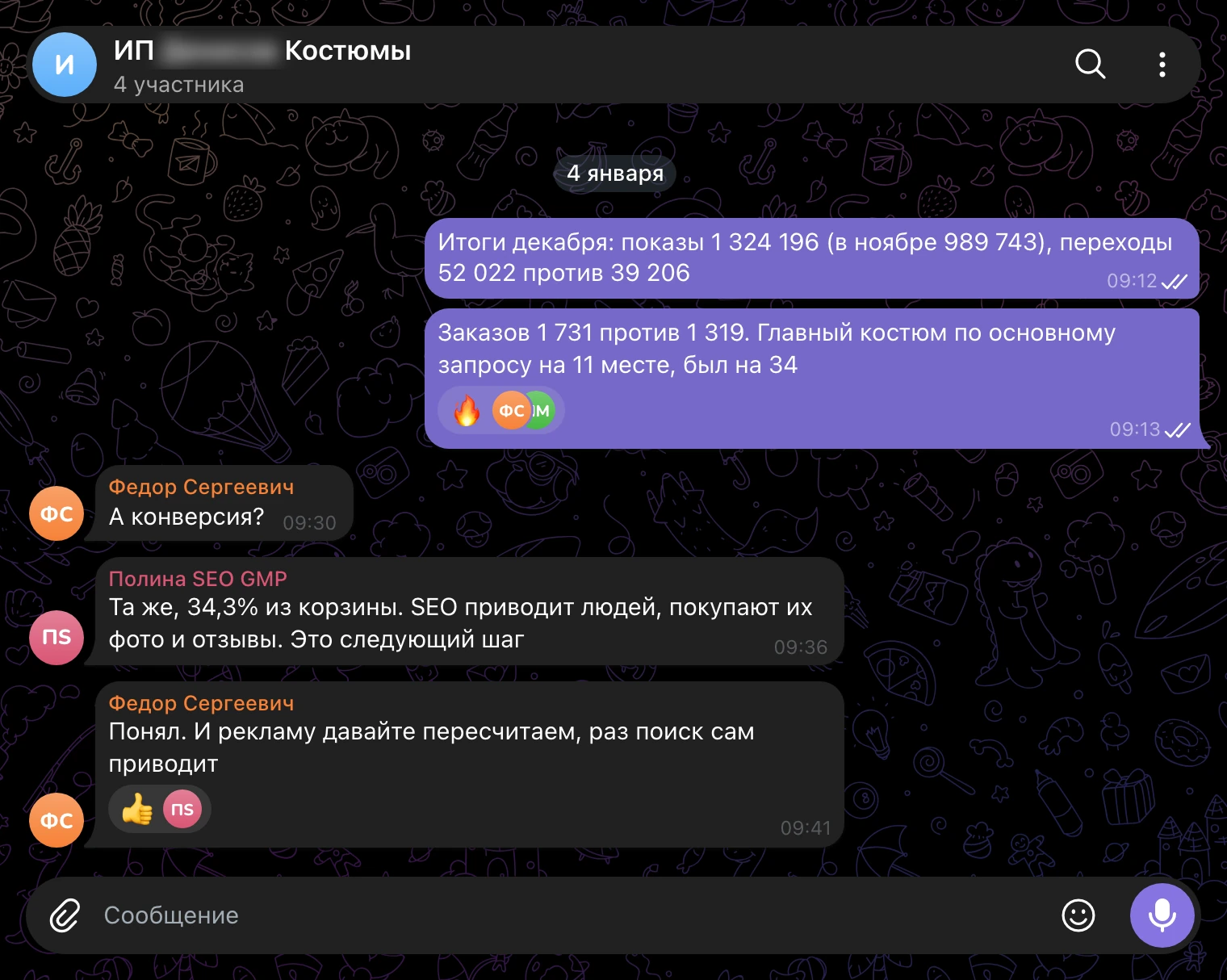 Рабочий чат, 4 января: итоги декабря и план на январь.