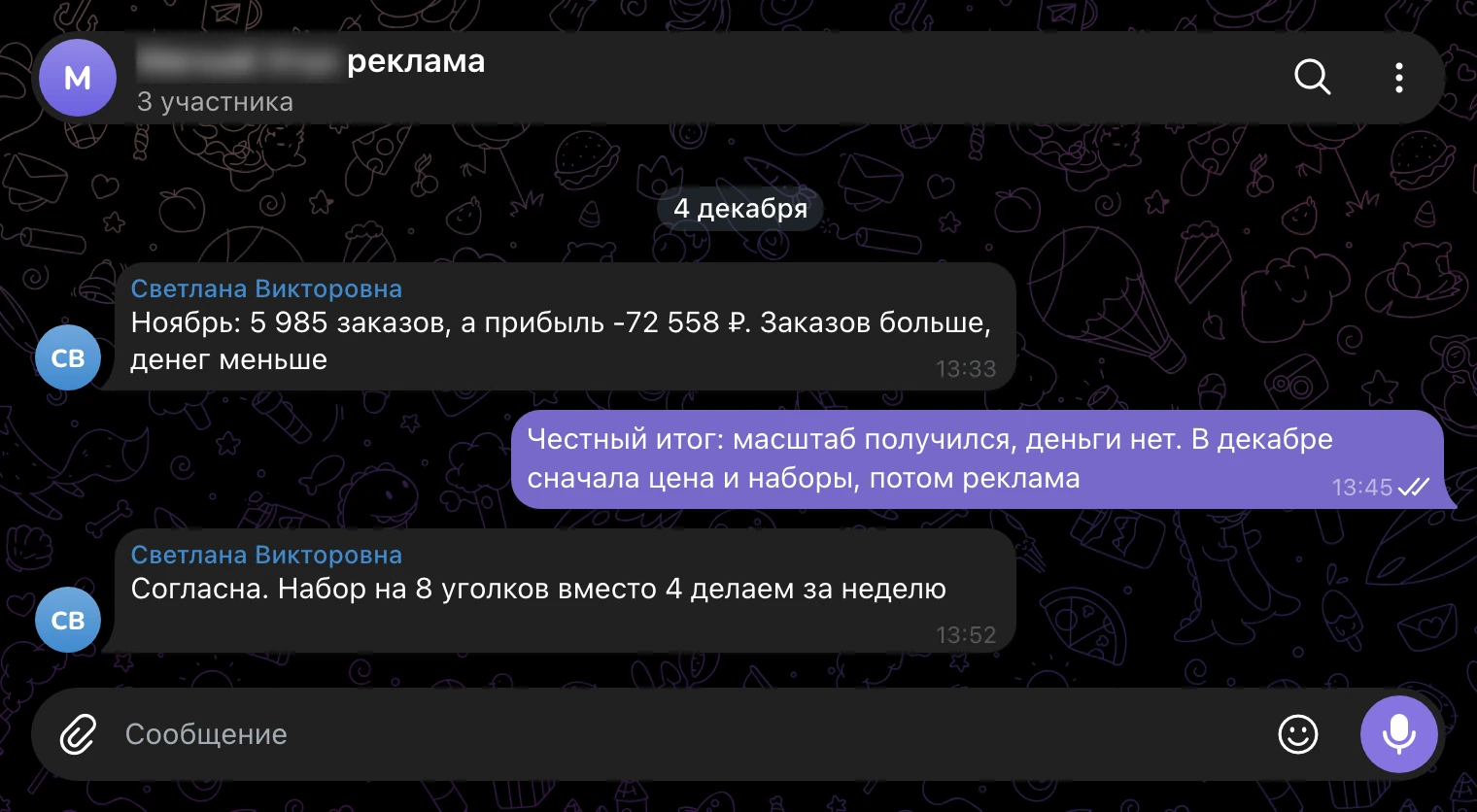 Рабочий чат, 4 декабря: честный итог ноября и план на декабрь.